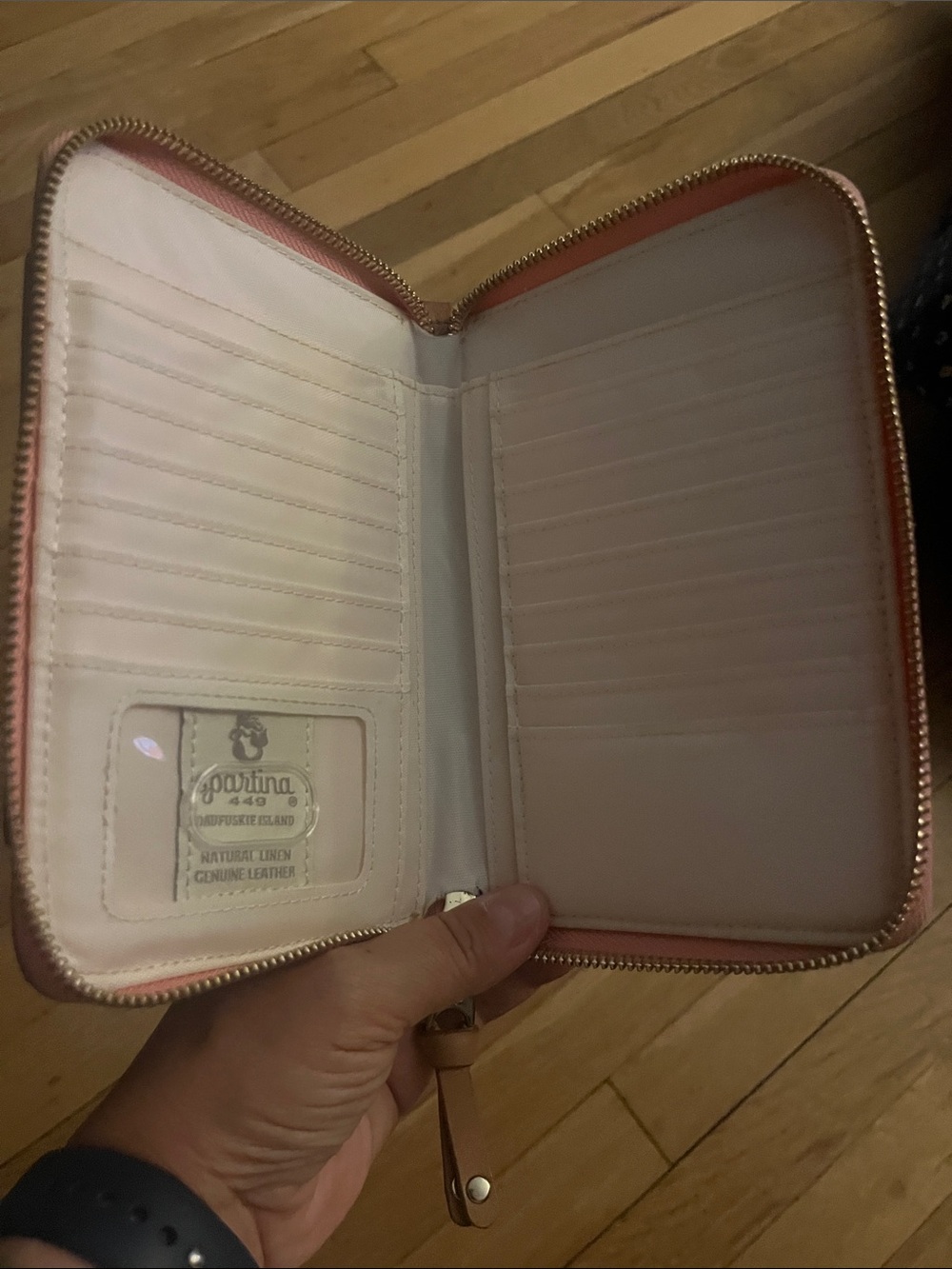 Spartina 449 Blush Pink Zip-Around Leather Wallet